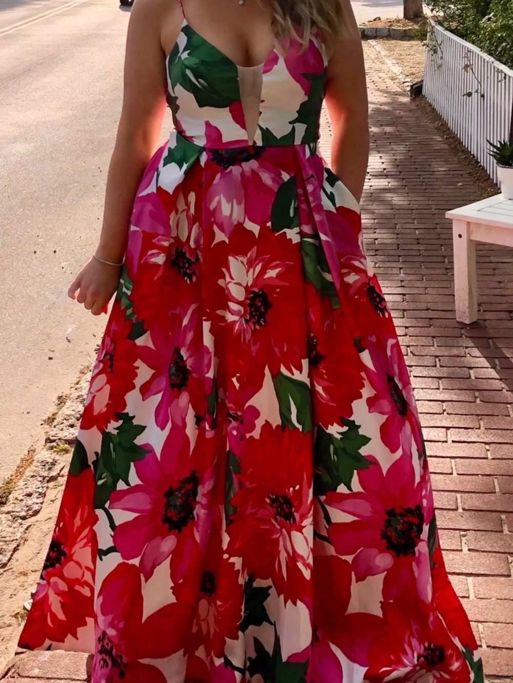 B. Smart Pink, Red & Green Floral Dress